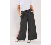 Yours Curve Soft Touch Grey Side Stripe Trousers - Women's - Plus Size Curve