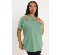 Yours Women's Slash Detail Top in Light Green | Size: 18 Yours Light Green 18