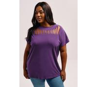 Yours Women's Slash Detail Top in Purple | Size: 20 Yours Purple 20