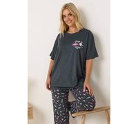 Yours Women's 'Sleep Is Sweet' Wide Leg Pyjama Set in Dark Grey | Size: 34-36 Yours Dark Grey 34-36