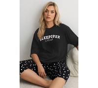 Yours Women's 'Sleepover Club' Sleep Top in Black | Size: 22-24 Yours Black 22-24