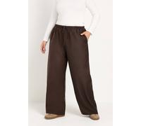 Yours Women's Slim Waist Wide Leg Trousers in Chocolate | Size: 12S