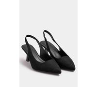 Yours Women's Slingback Kitten Heels In Wide Fit in Black | Size: 9EEE