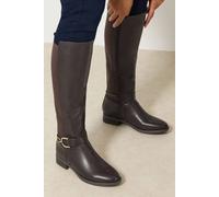 Yours Women's Snaffle Stretch Knee High Boots In Standard Fit in Chocolate | Size: 6 Yours Chocolate 6