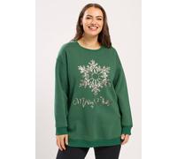 Yours Women's Snowflake Novelty Sweatshirt in Dark Green | Size: 20 Yours Dark Green 20