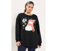 Yours Women's Snowman Embellished Novelty Christmas Sweatshirt in Black | Size: 16