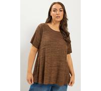 Yours Women's Soft Short Sleeve Touch T-Shirt in Brown | Size: 26/28