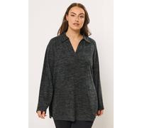 Yours Women's Soft Touch Collared Jumper in Charcoal | Size: 14 Yours Charcoal 14