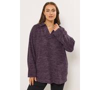 Yours Curve Soft Touch Collared Jumper - Women's - Plus Size Curve Purple