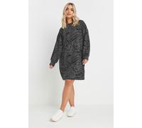 Yours Curve Abstract Print Soft Touch Jumper Dress - Women's - Plus Size Curve Black