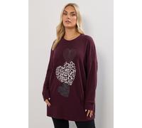 Yours Curve Embellishment Heart Jumper - Women's - Plus Size Curve Purple