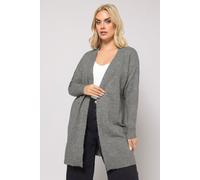Yours Curve Soft Touch Knitted Cardigan - Women's - Plus Size Curve Grey