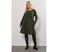 Yours Women's Soft Touch Pocket Dress in Dark Olive | Size: 30-32 Yours Dark Olive 30-32