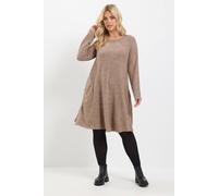 Yours Women's Soft Touch Pocket Swing Dress in Light Brown | Size: 22/24