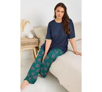 Yours Curve Blue Ribbed Soft Touch Pyjama Top - Women's - Plus Size Curve