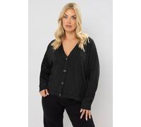 Yours Curve Speckled Button Through Cardigan - Women's - Plus Size Curve Black
