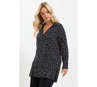 Yours Women's Spot Jersey Shirt in Black | Size: 14