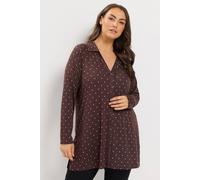Yours Women's Spot Jersey Shirt in Brown | Size: 16