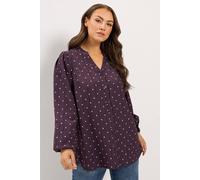 Yours Women's Spot Notch Neck Blouse in Purple | Size: 30/32
