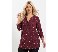 Yours Women's Spot Print Half Placket Shirt in Burgundy | Size: 26/28