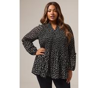 Spot Print Pleated Blouse Yours Black 16