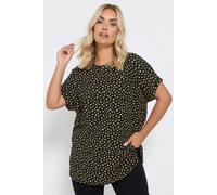 Yours Women's Spot Print Short Sleeve Top in Black | Size: 22-24 Yours Black 22-24