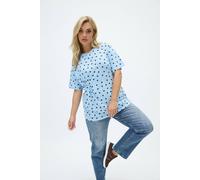 Yours Women's Spot Print T-Shirt in Blue | Size: 20