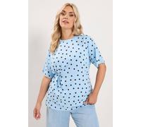 Yours Women's Spot Print T-Shirt in Blue | Size: 26/28