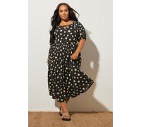 Spot Print Textured Dress Yours Black 20