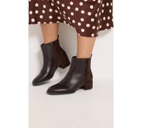 Yours Women's Square Block Heel Ankle Boots In Wide E Fit in Brown | Size: 4E