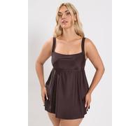 Yours Women's Square Neckline Swim Dress in Chocolate | Size: 16