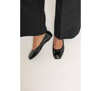 Yours Women's Square Toe Ballet Pumps In Wide E Fit Flat in Black | Size: 10E