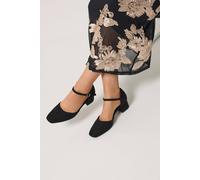 Yours Women's Square Toe Block Heels In Wide E & Extra Wide EEE Fit in Black | Size: 5EEE