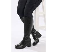Yours Women's Square Toe Knee High Boots in Black | Size: 6EEE Yours Black 6EEE