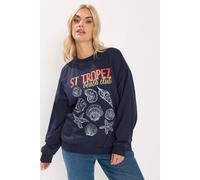 Yours Women's 'St Tropez' Shell Sweatshirt in Mid Navy | Size: 16 Yours Mid Navy 16