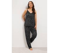 Yours Women's Star Soft Touch Cami Pyjama Set in Black | Size: 38-40 Yours Black 38-40