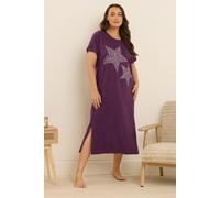 Yours Women's 'Starry Night' Midaxi Nightdress in Purple | Size: 26-28 Yours Purple 26-28