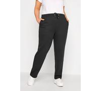 Yours Curve Elasticated Straight Leg Stretch Sweatpant Casual Comfort Joggers With Pockets & Adjustable Drawstring Waist - Women's - Plus Size Black 30-32