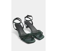 Yours Women's Strappy Glitter Kitten Heels In Wide E Fit in Teal | Size: 8EEE Yours Teal 8EEE