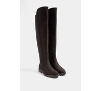 Yours Women's Stretch Back Boots in Wide E Fit in Chocolate | Size: 4E