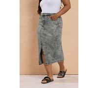 Yours Women's Stretch Denim Midaxi Skirt in Grey | Size: 26-28 Yours Grey 26-28