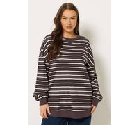 Yours Curve Brown Stripe Balloon Sleeve Top - Women's - Plus Size Curve