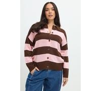 Yours Women's Stripe Cardigan Sweater in Chocolate | Size: 22/24