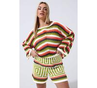 Yours Women's Stripe Crochet Shorts | Size: 18-20 Yours Multicolor 18-20