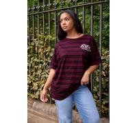 Yours Women's Stripe Daisy Print T-Shirt in Red | Size: 14 Yours Red 14