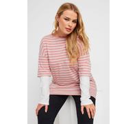 Yours Curve Pink Stripe Double Layer Top - Women's - Plus Size Curve