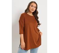 Yours Women's Stripe Drop Shoulder Top in Burnt Orange | Size: 26/28