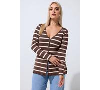 Yours Women's Stripe Flare Hem Cardigan Sweater in Chocolate | Size: 26/28