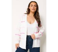 Yours Curve & Pink Stripe Knitted Cardigan - Women's - Plus Size Curve