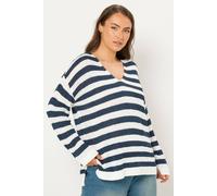 Yours Curve Blue & White Stripe Knitted Jumper - Women's - Plus Size Curve